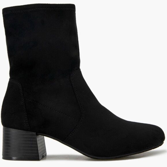 Kenneth Cole Reaction Raleigh Block Heel Ankle Bootie Black Faux Suede 7.5 - Picture 1 of 9